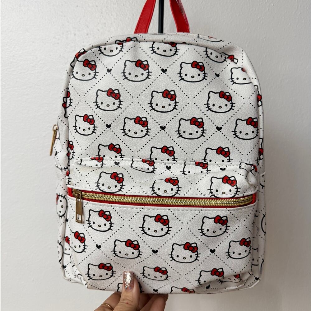 Hello Kitty Mini Backpack NWT White Red Quilted Sanrio Kawaii